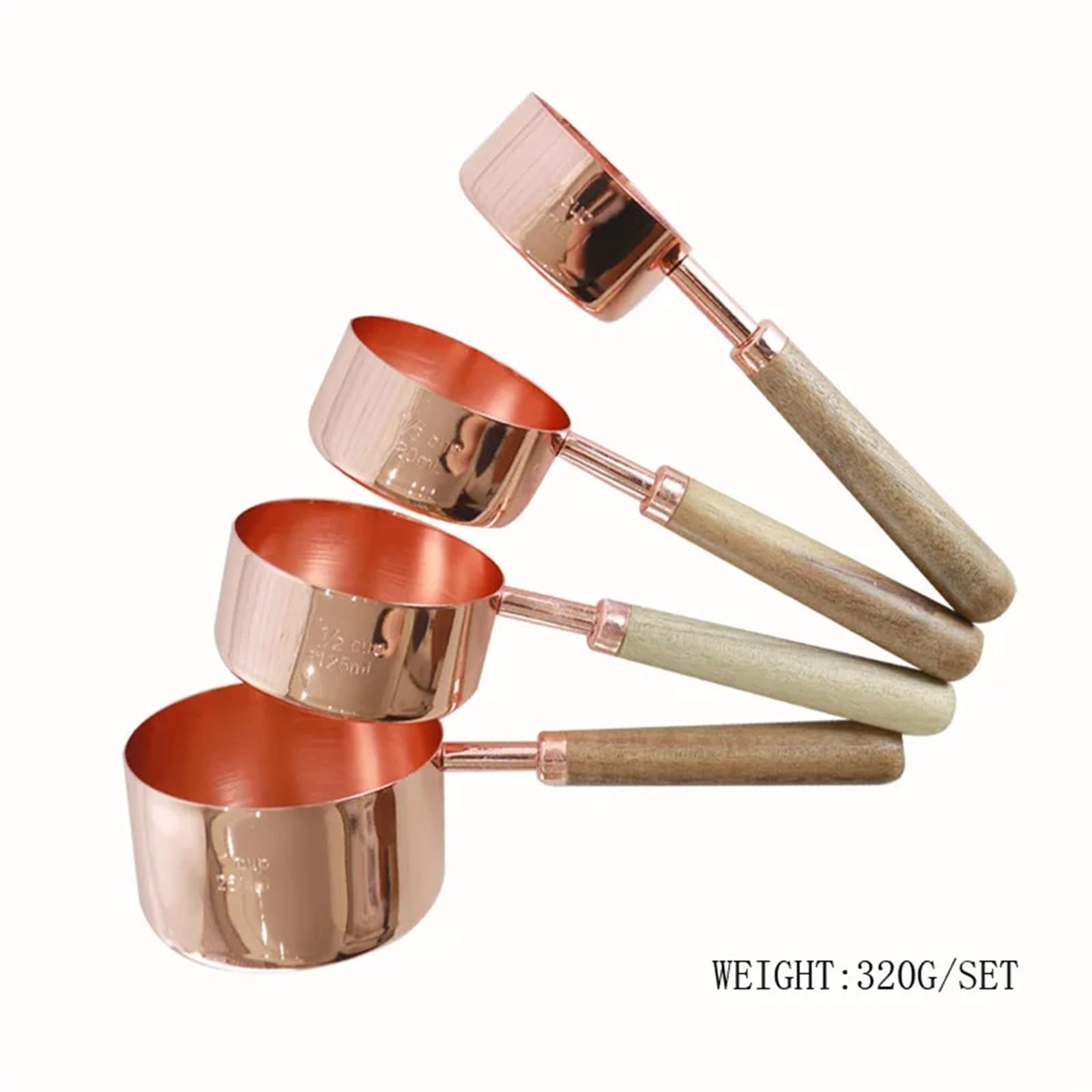 Juego de 8 tazas medidoras for hornear, cucharas oro rosa para Medir Líquidos y Sólidos