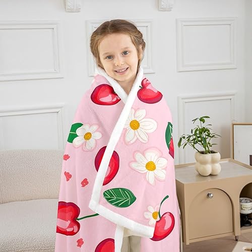 Miniatura 66 de Manfei Pink Flower Throw Blanket Watercolor Floral Leaves Print Fleece Blanket Plants Wildflower Cozy Throws for Bed Couch Sofa,Kids Boys Girls Room