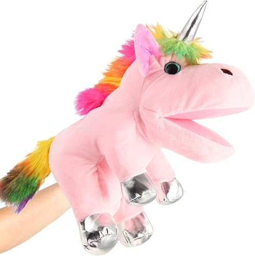 Marionetas de mano de animales de 12 pulgadas, unicornio de peluche, animales de dinosaurio, juguetes de marionetas de juguete para juegos de rol,
