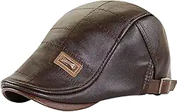 Boina Masculina Italiana Em Couro PU Premium Confortável Cor:Marrom;Tamanho:Ajustável