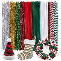 Caydo 200 Pieces Christmas Pipe Cleaners，Thick Fluffy Chenille Stems, Pipe Cleaner Crafts for Arts & Crafts, Perfect for Making Animals, Flowers, and Festive Decorations