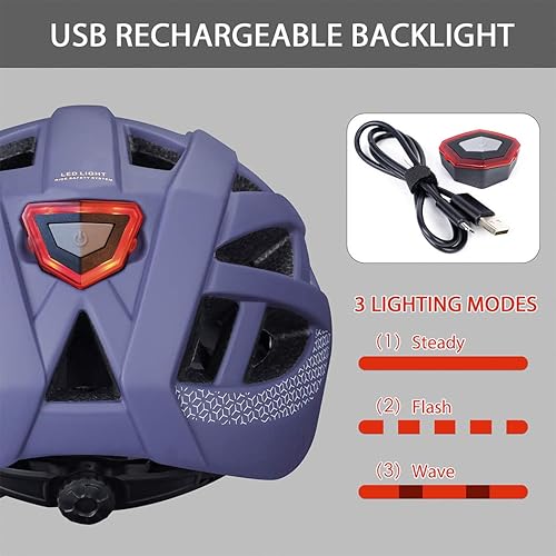 Miniatura 4 de Casco de bicicleta para adultos, hombres y mujeres, con luz - Casco de bicicleta de montaña y carretera con almohadillas de repuesto y visera