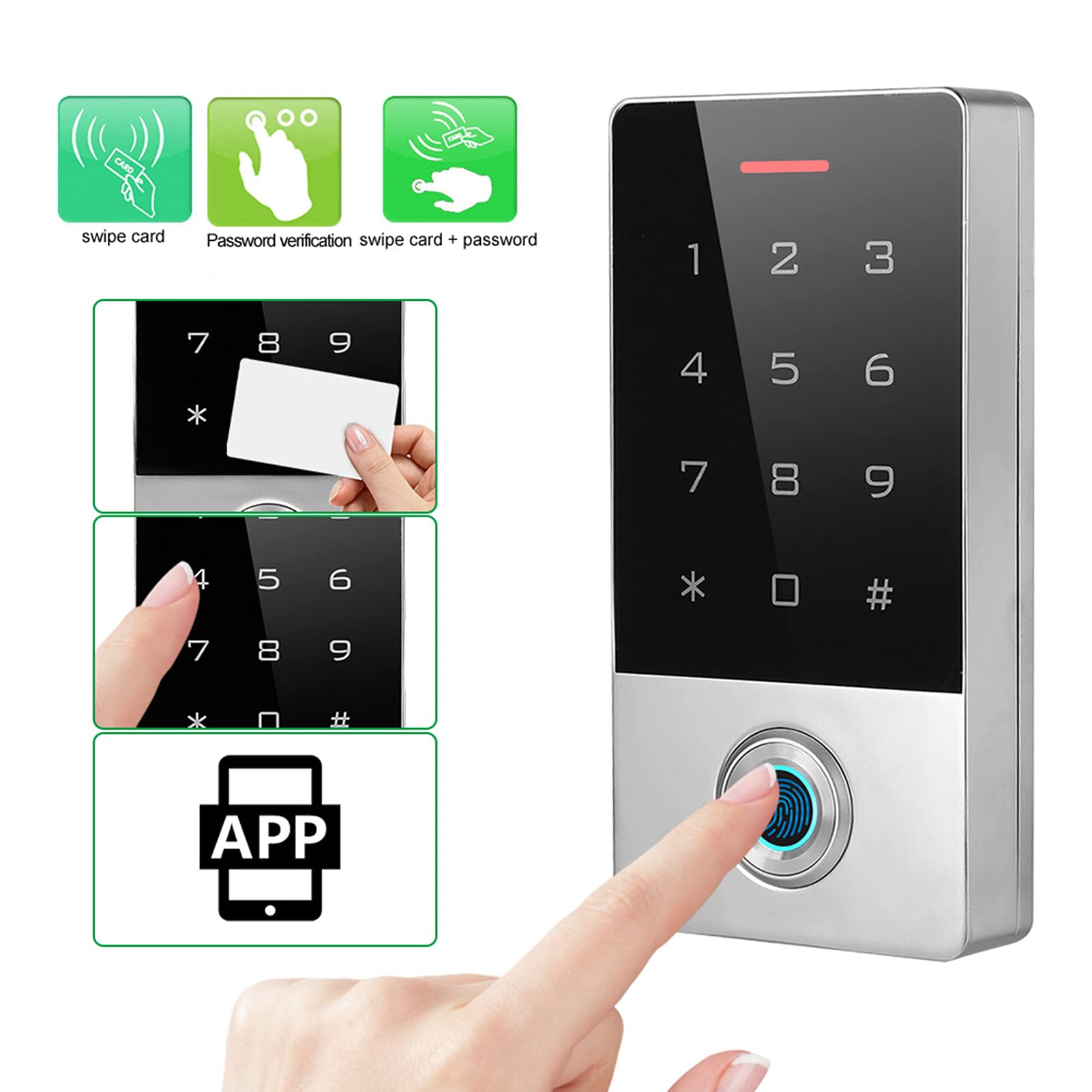 Bediffer Máquina de Control de Acceso de Huellas Dactilares de Metal Contraseña de Tarjeta de identificación WiFi para Oficina Familia Banco prisión, de control de acceso