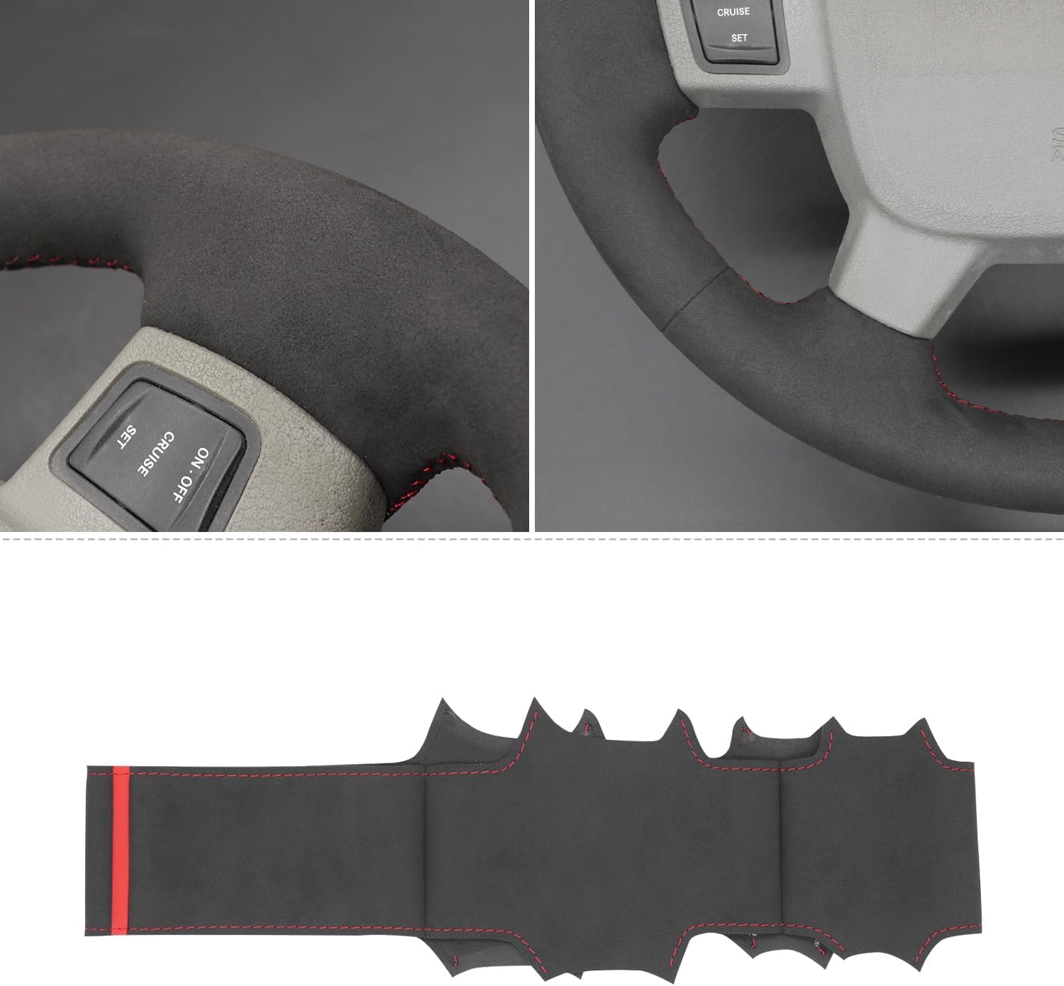 Black Genuine Leather Steering Wheel Cover for Jeep Commander (XK) 2006 2007 Accessories Car Custom Fit Hand Stitched OEM Interior Parts