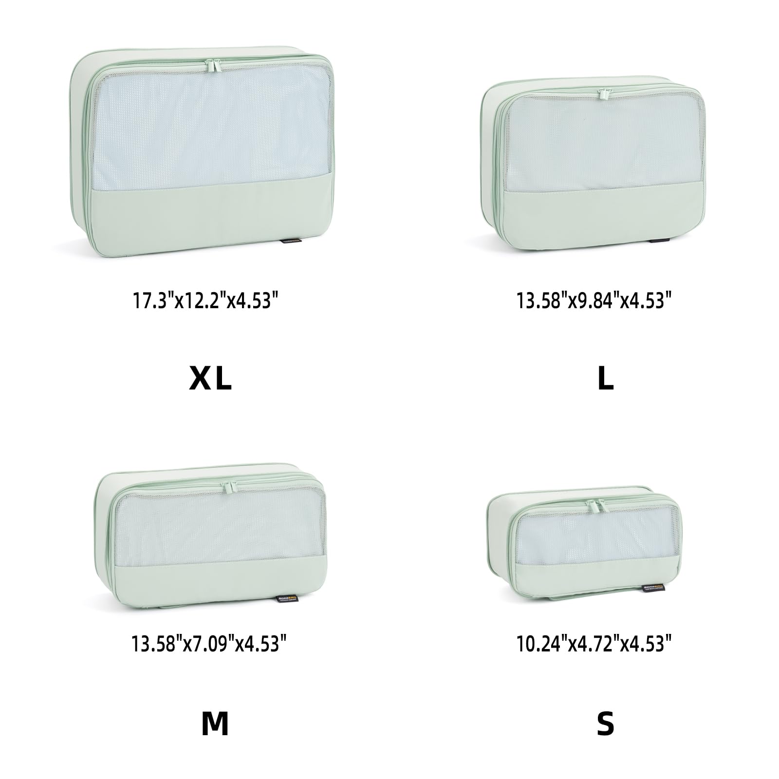 Paquete de 4 cubos de embalaje de compresión para maletas y mochilas, organizadores de embalaje ligeros de viaje, bolsas de equipaje que ahorran espacio (verde claro)