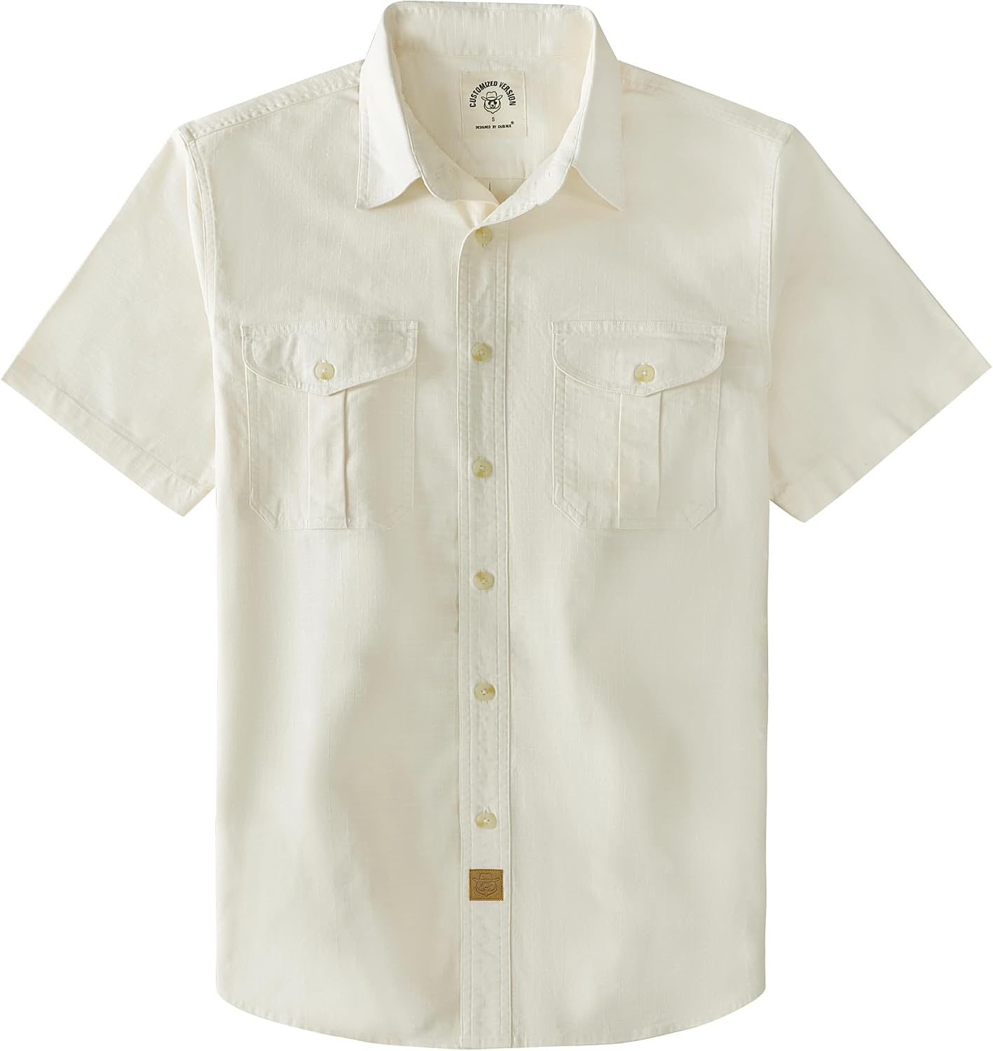 Dubinik® Mens Short Sleeve Button Down Shirts 2 Pocket Work Casual Vintage Cotton with Stretch