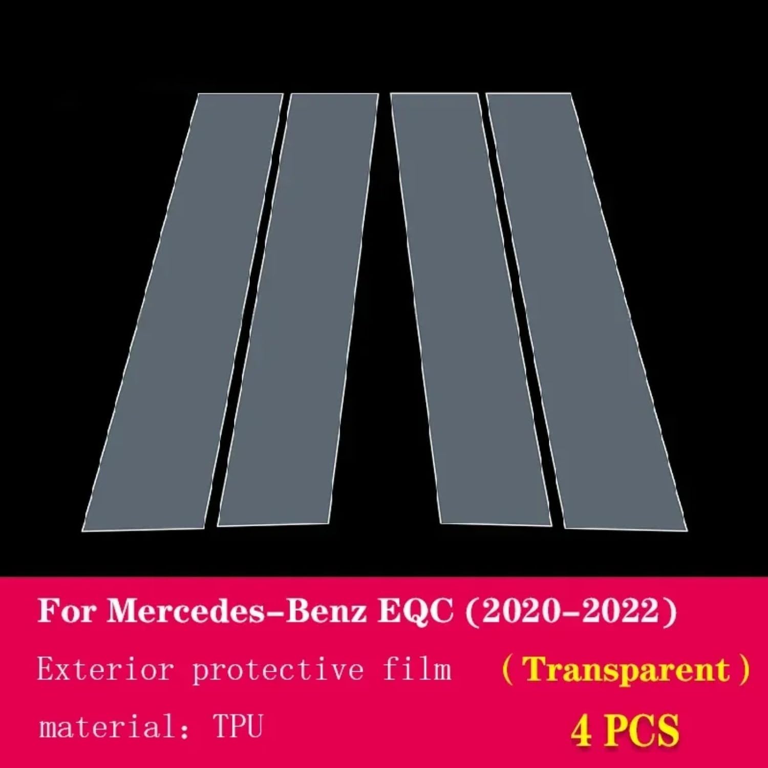 Pellicola protettiva PPF per carrozzeria auto B C, pellicola protettiva in TPU trasparente, per Mercedes-Benz EQC 2020-2024 (A trasparente)
