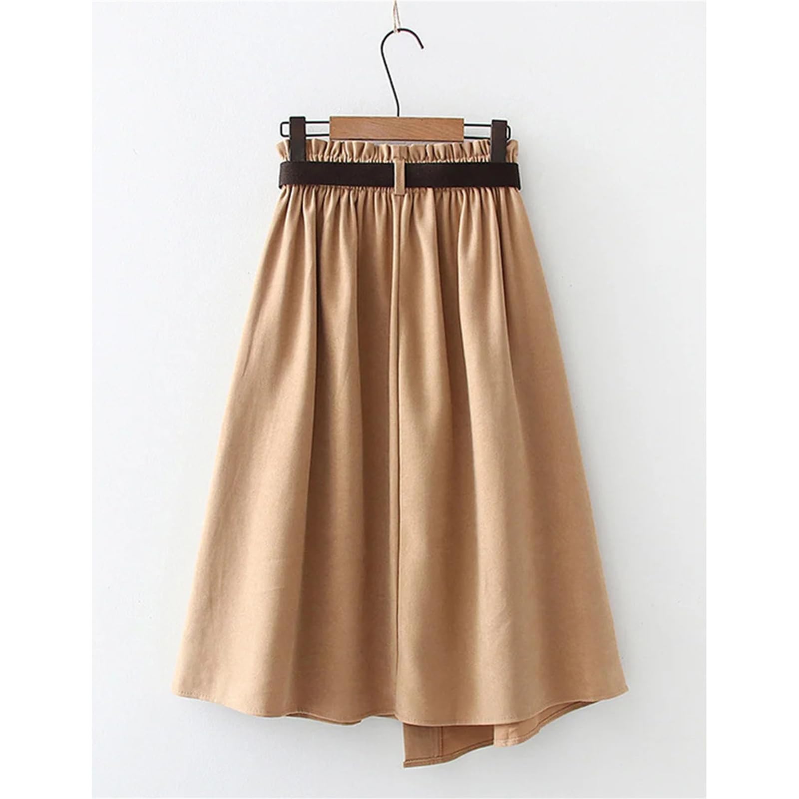 Donne Estate Moda Tinta unita Vita Alta Casual A-Line Mid-Polpaccio Irregolare Gonne Femminile