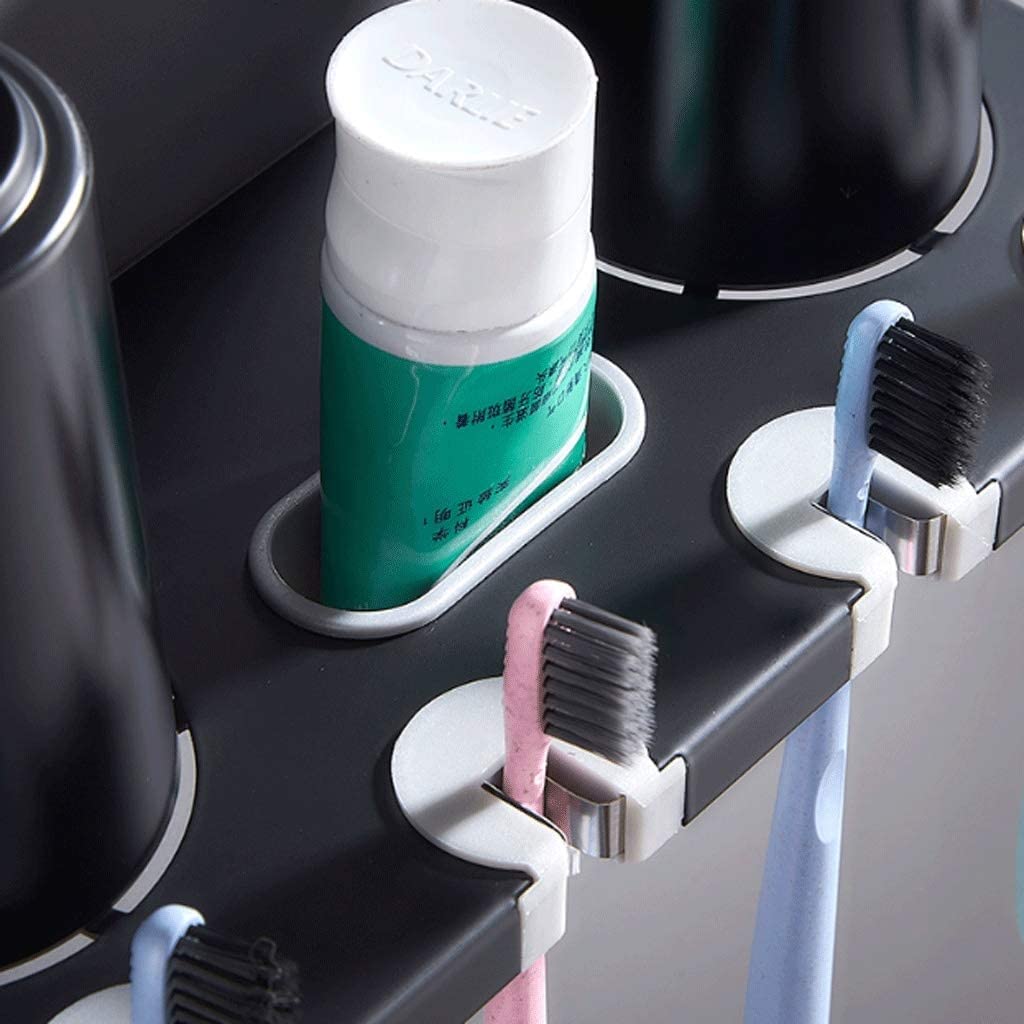 Habiba Stilvoll Wandmontierter Zahnbürstenhalter Multifunktions-Edelstahl-Toilettenzubehör Zahnbürsten-Becherhalter Badezimmer-Aufbewahrungsregal Kompakt