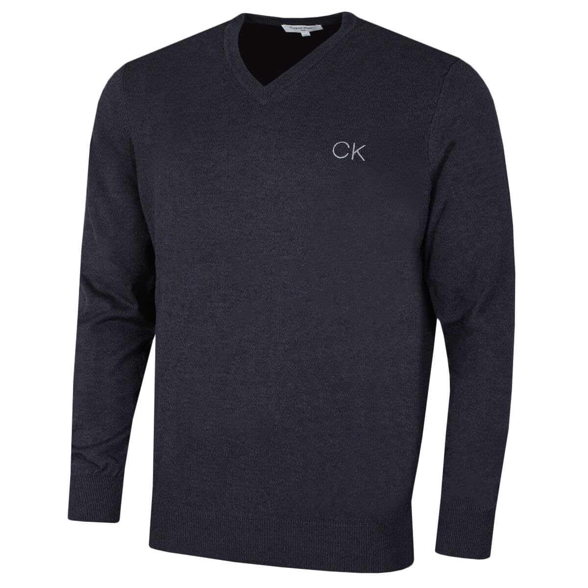 Calvin Klein Men's Denim Marl Golf V-Neck Tour Sweater - M