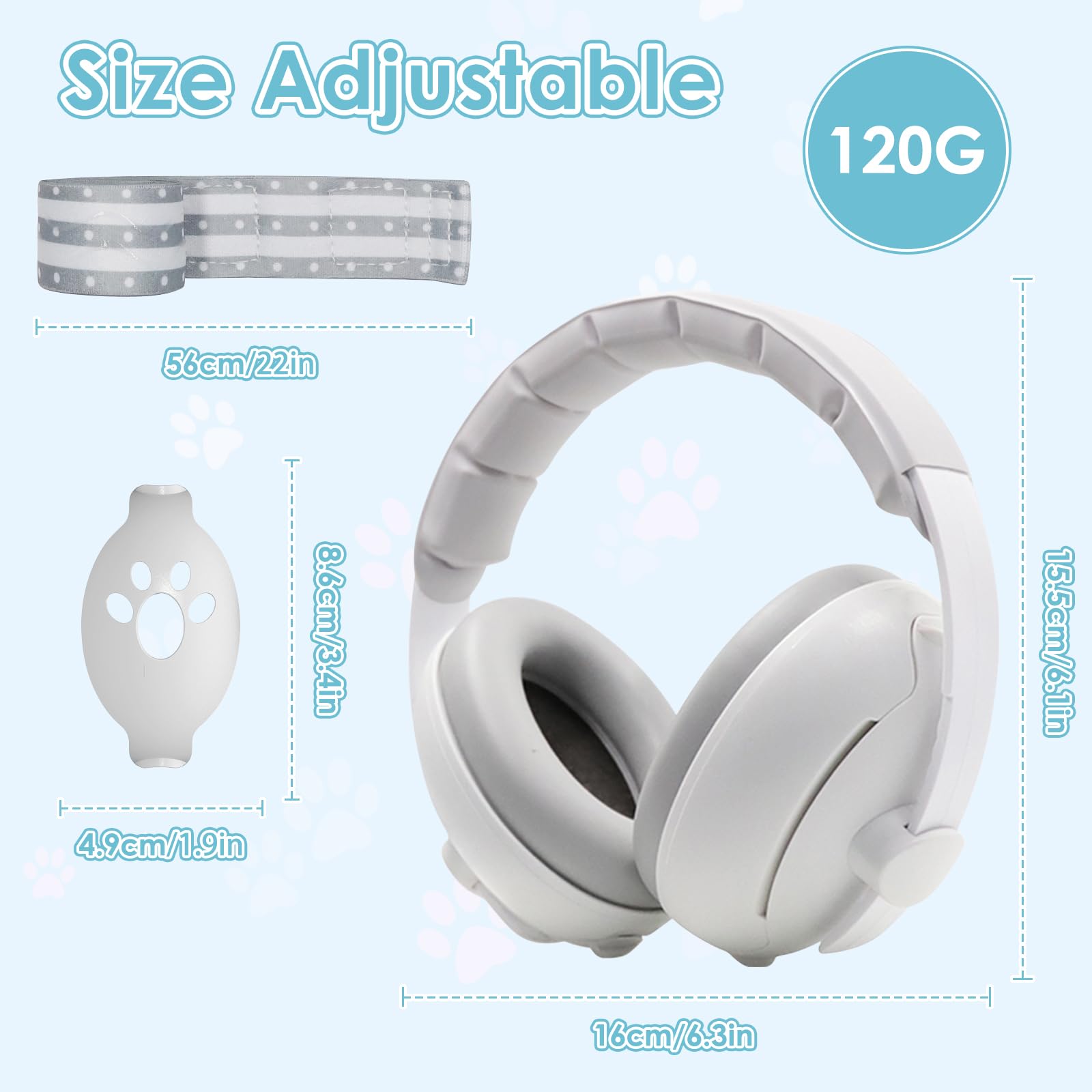 2 en 1 Cascos Bebe Antiruido, Protectores Auditivos para Bebés con Diadema Ajustable, Orejeras Reductoras de Ruido Niños, para Viajes y Entornos Ruidosos, para Bebés de 0 a 48 meses