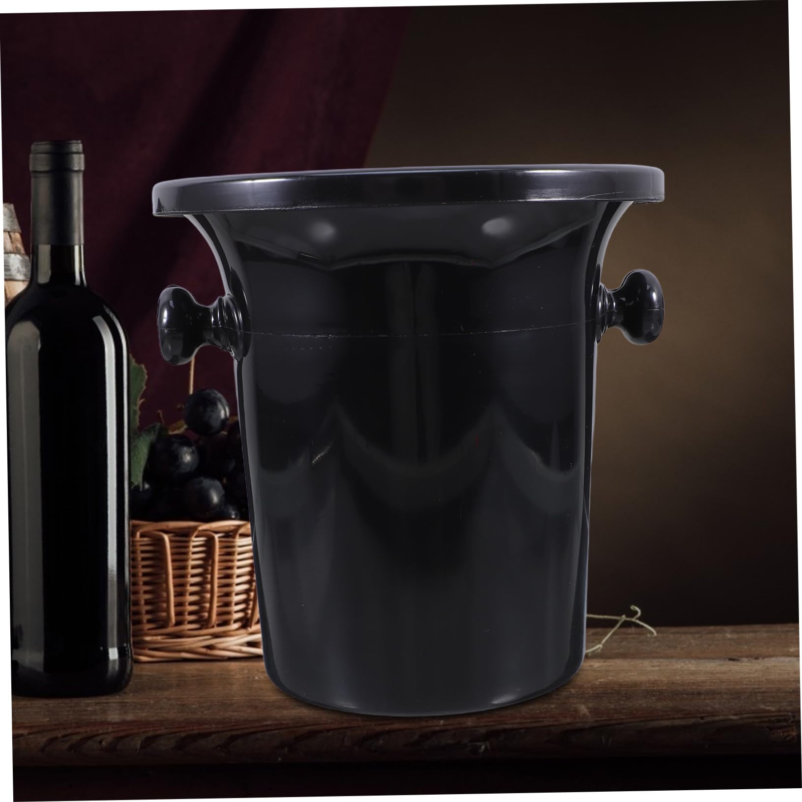 HANABASS Escupidera para Cata de Vino Redonda Negra, 4 Piezas de Plástico | Asas Dobles, Estilo Occidental, Acabado Fino y Liso, Uso en Bares y Exhibiciones, Guía el Vino al Cubo