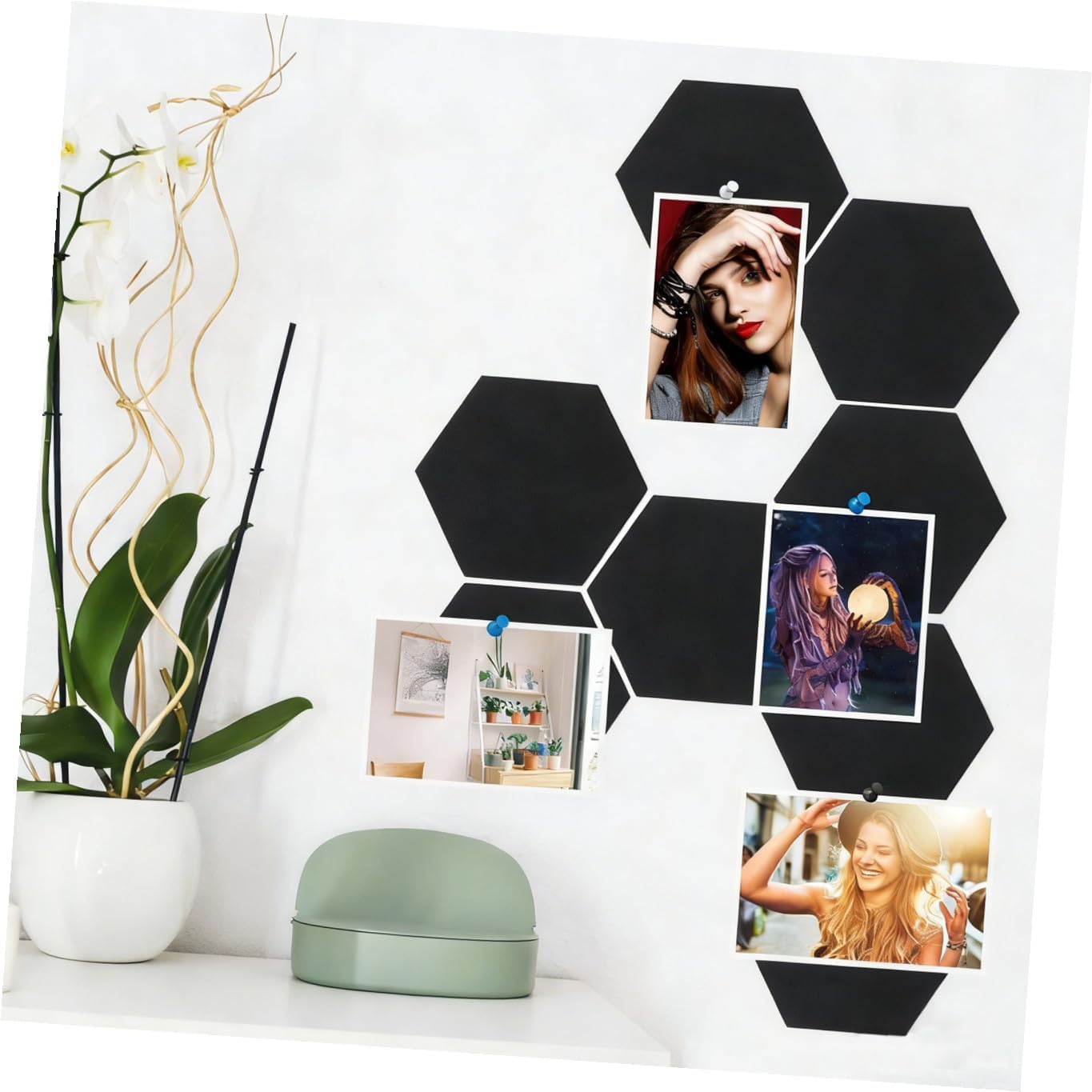 10pcs Felt Wall Sticker Self-Adhesive Message Board for Home Display Felt Board Hexagon Shape