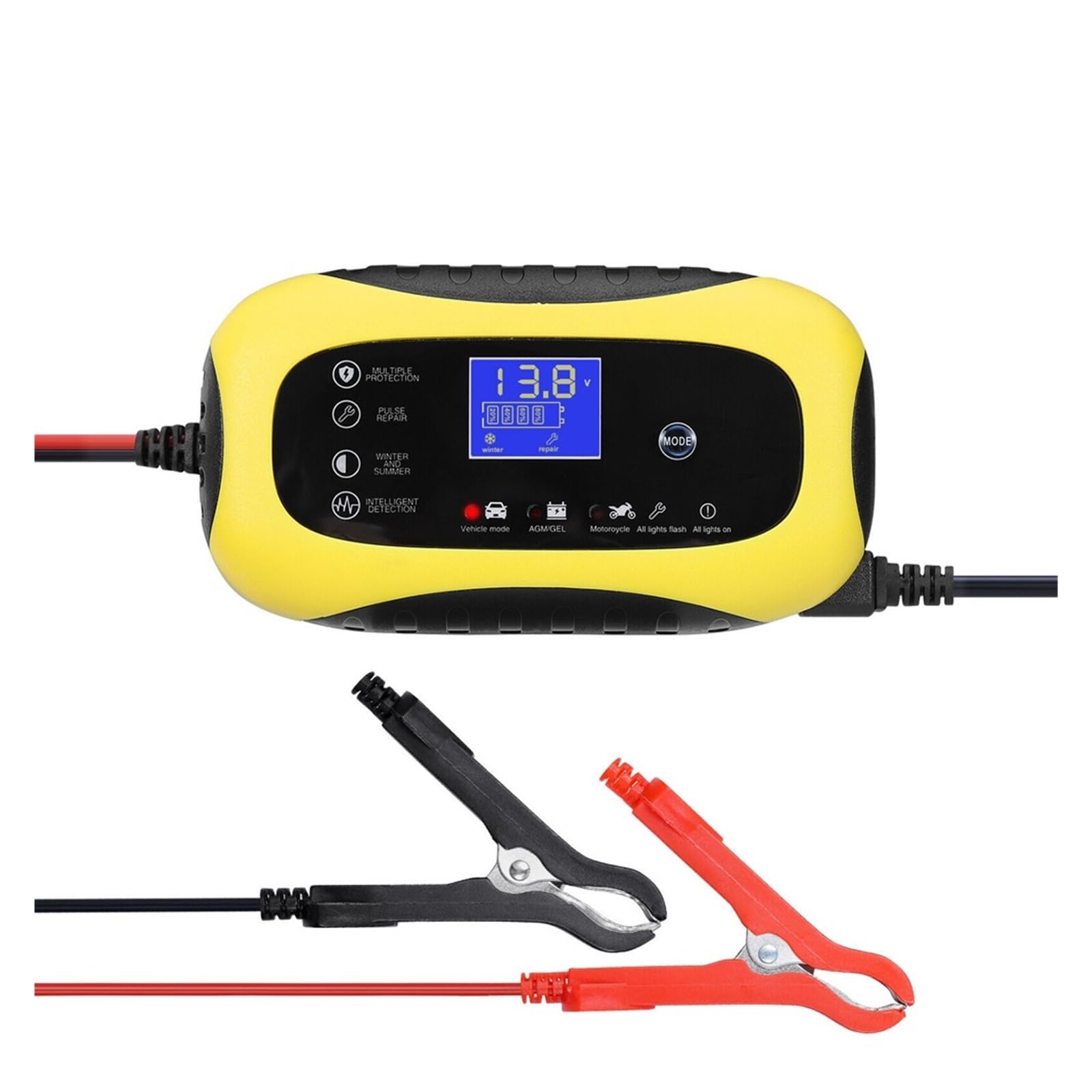 Przenośna Ładowarka Samochodowa Z Wyświetlaczem LCD Pulse Repair Charger 12V 6A Do Motocykli Samochodów Motocyklowych Precyzyjne łAdowanie