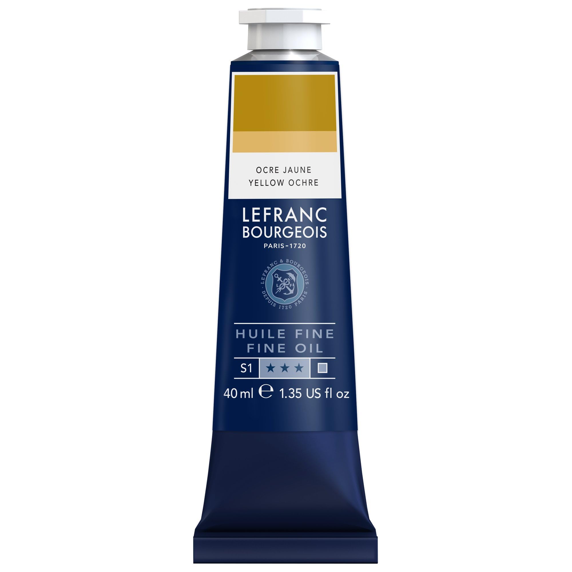 Lefranc Bourgeois 301790 Pintura al óleo fina de calidad, resistente a la luz y de consistencia uniforme, tubo de 40 ml, ideal para lienzos y tableros de pintura, Amarillo ocre