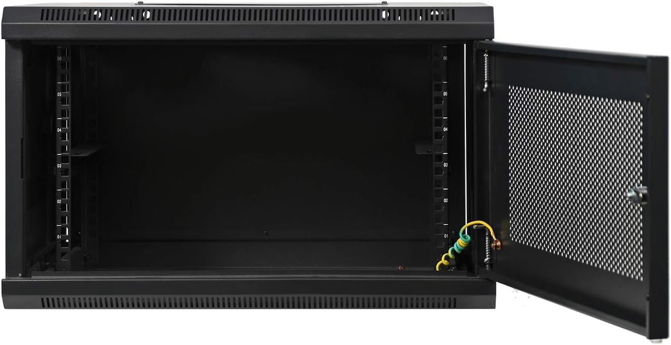6U Professional Wall Mount Network Server Cabinet Enclosure 19-Inch Server Network Rack with Vented Door 16-inches deep Black (Fully Assembled)