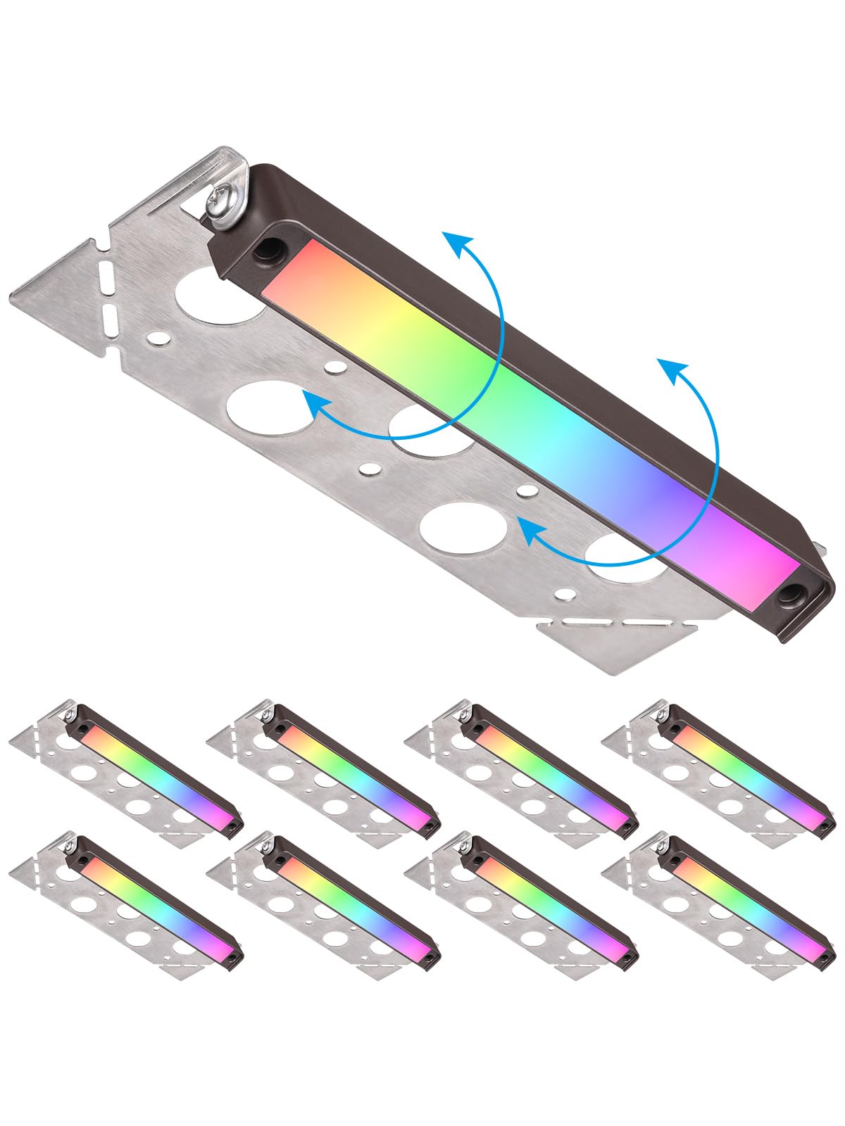 ★ leolily★ LEONLITE 8-Pack RGBCW 7 Inch LED Hardscape Lighting, Color