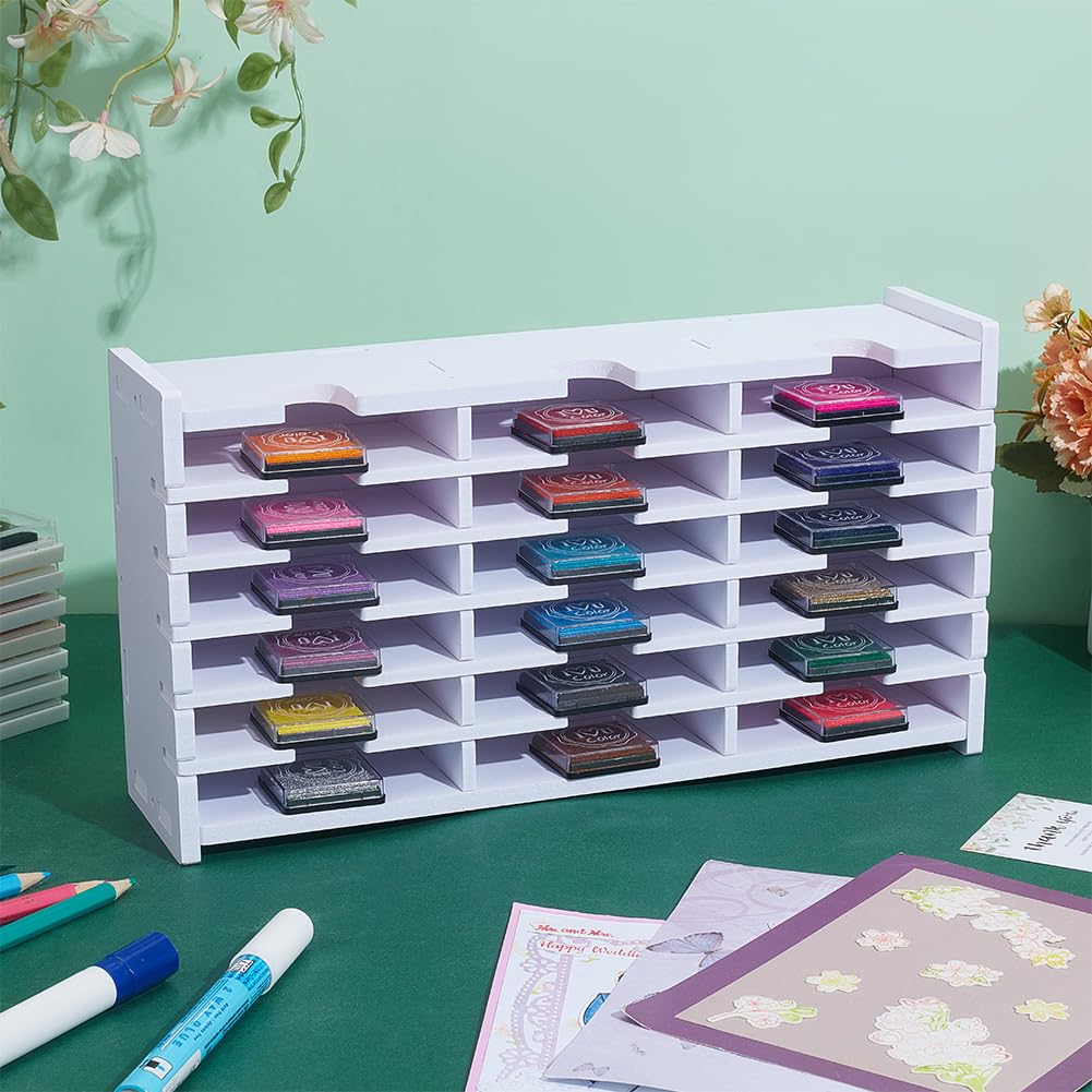 UNICRAFTALE Set di 2 18 scomparti per timbri, scaffalatura autoassemblata, in plastica PVC, organizzatore per desktop, impilabile, montaggio a parete