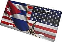 Vista 1 de Placa de matrícula de la bandera de Estados Unidos y Cuba de la bandera cubana para la parte delantera del coche, 12 x 6 pulgadas, etiqueta de metal