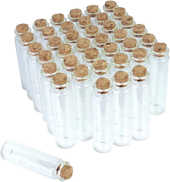 LYTIVAGEN 40 PCS Mini Glass Jars Bottles 20ml Clear Wish Bottles with Cork Stoppers Glass Sample Bottles for DIY Decoration, Aromas, Oils, Spices, Weddings