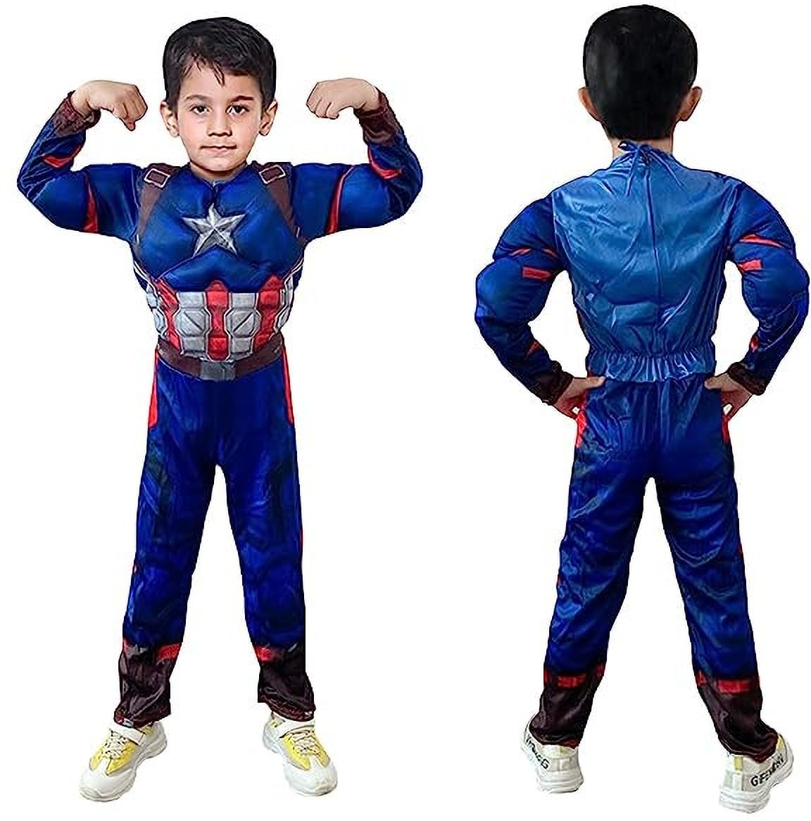 ULTIMATE LOOKS Captain America Full Muscle Dress Set With Mask Avenger Superhero Costume For Kids Halloween Dress Fancydress Birthday Gift | Cosplay Bodysuit for Boys and Girls (6-8 Yr), CAD e (B0CT571XZX) Amazon Price History, Amazon Price Tracker