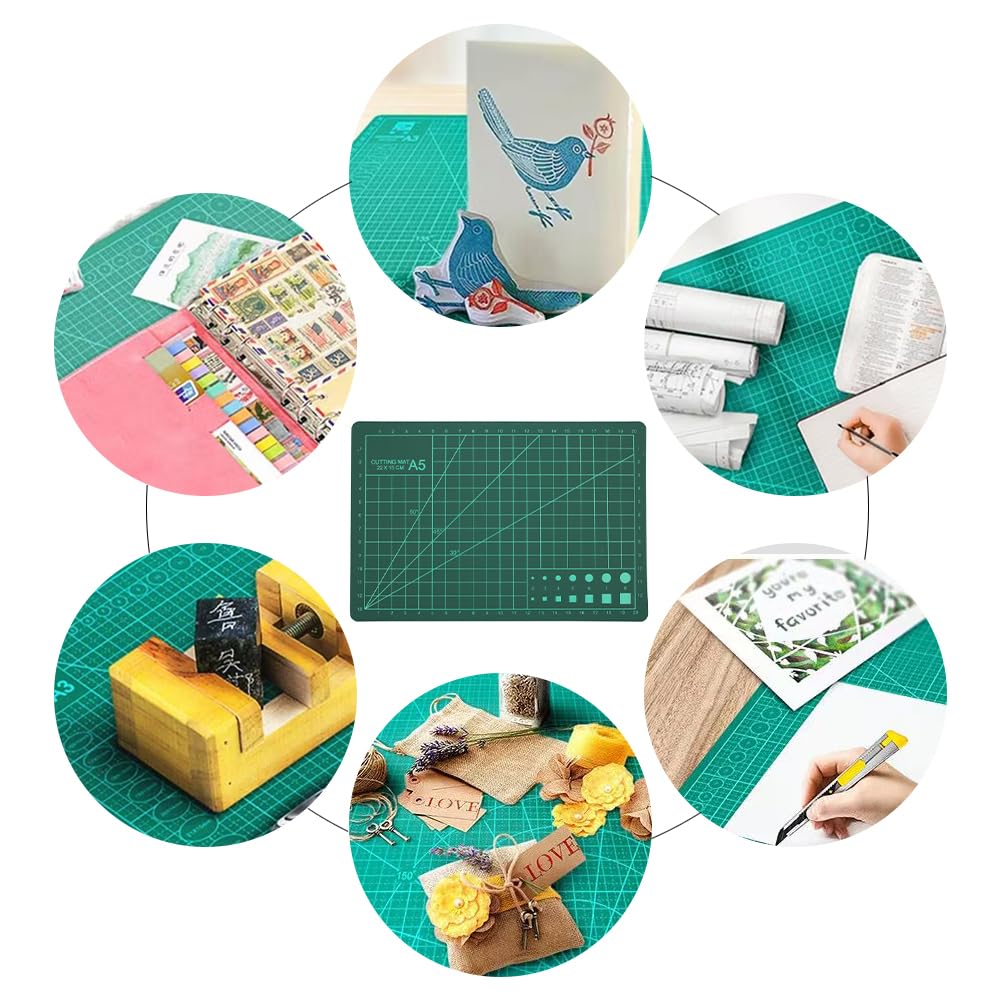 Base de Corte, Alfombrilla de Corte, Plancha de Corte, Bisturi Manualidades, Cuchillos de Arte de Precisión, Escalpelo Manualidades, Kit de Tapete de Corte A5, Con 5 Cuchillas, Para Manualidades
