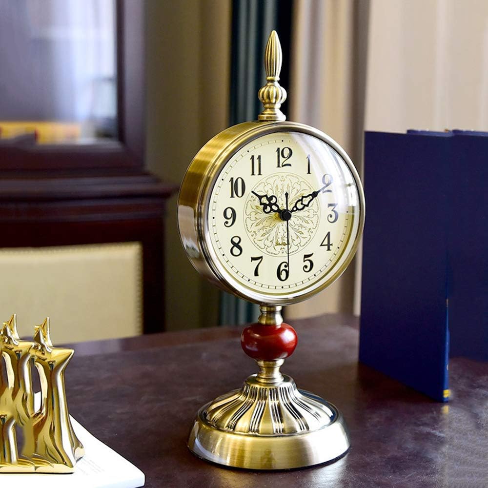 Table Clock Mantle Clock,Mute,Desk Decoration Clock Living Room Mantel Clock Office Metal