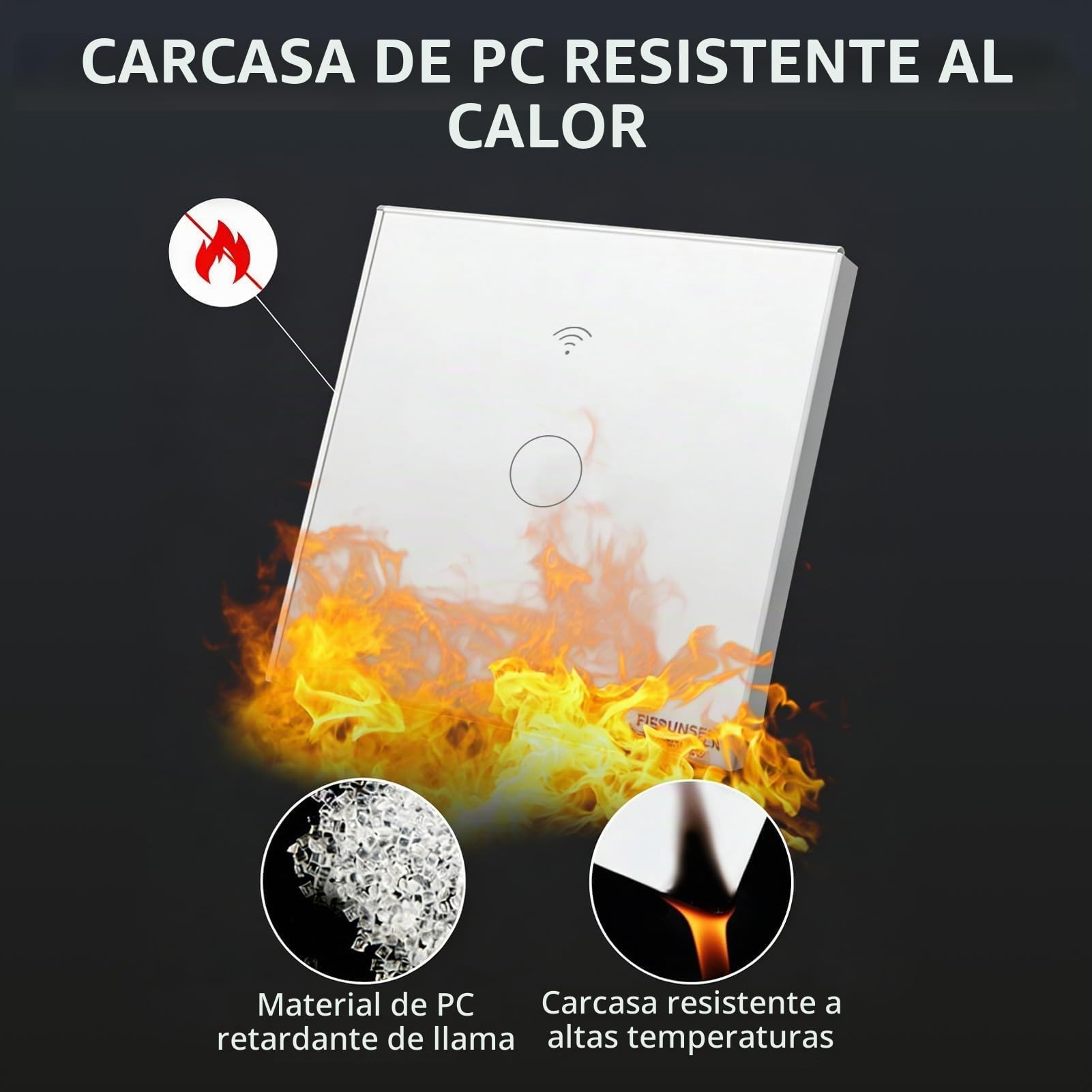 Interruptor Inteligente WIFI Interruptor Tactil luz pared 1 Gang Interruptor Pared WIFI Compatible con Alexa,Tuya y Smart Life Smart, Interruptor Lampara Smart Interruptor Lampara Pared Tactil Vidrio