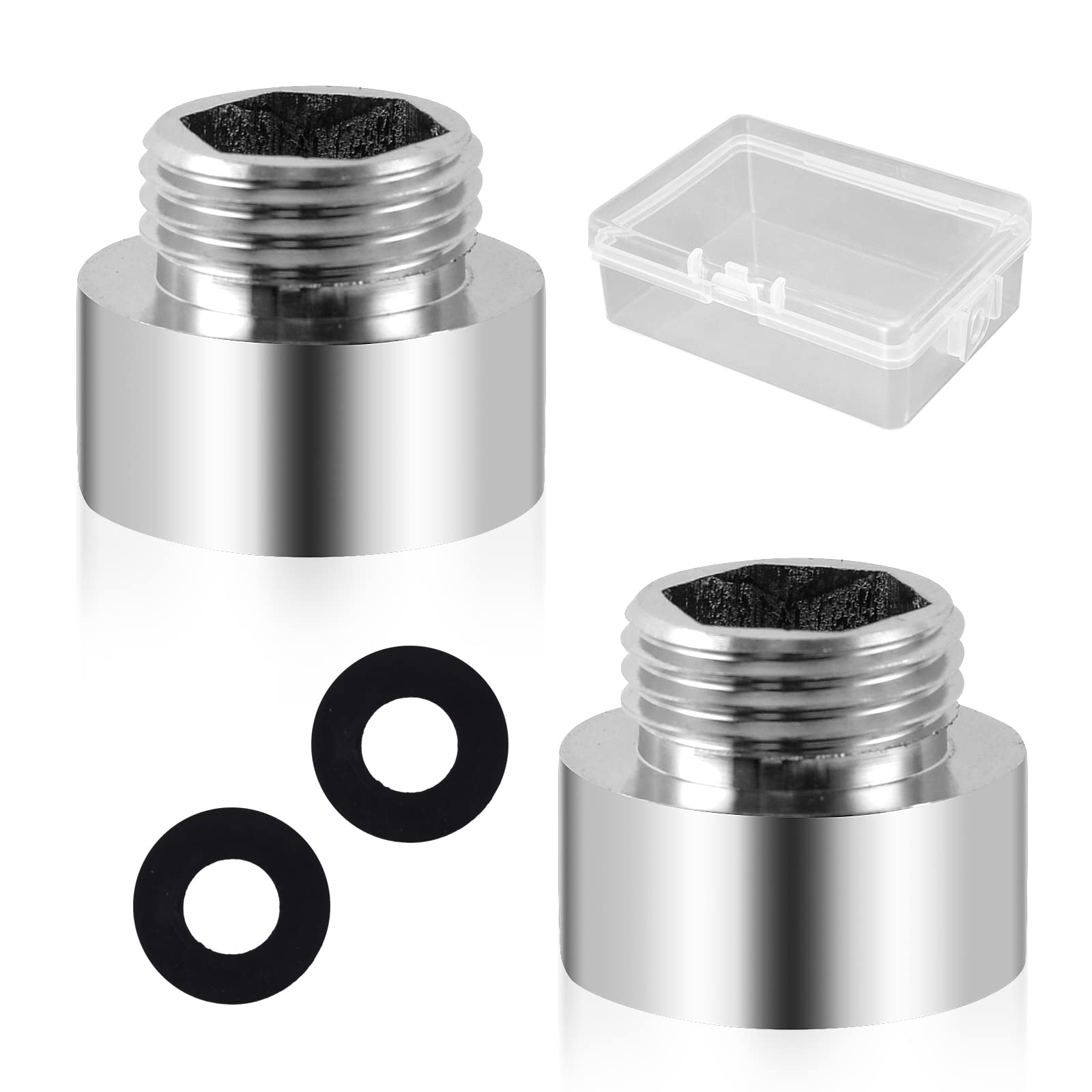 2 stuks verloopstuk 3/4 inch naar 1 inch AG/IG voor doucheslangen verchroomde adapter van messing reductie met 1 doorzichtige doos kunststof 77 x 56 x 27 mm buitendraad x binnendraad messing