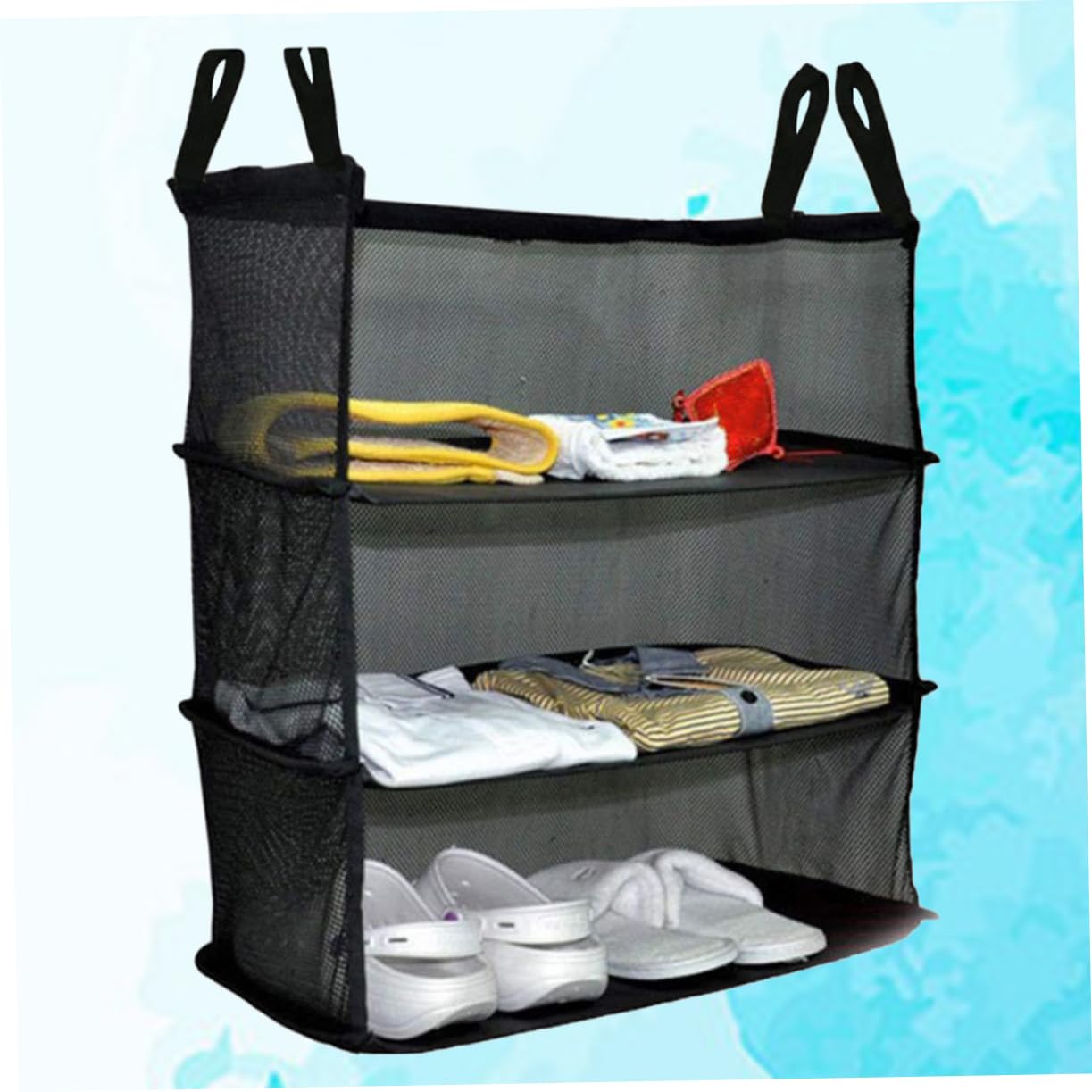 HOOTNEE Travel Storage Bag 3-Layer Wall Hanging Luggage Packing Organizers Portable Hanging Storage Bag for Shoes Clothes