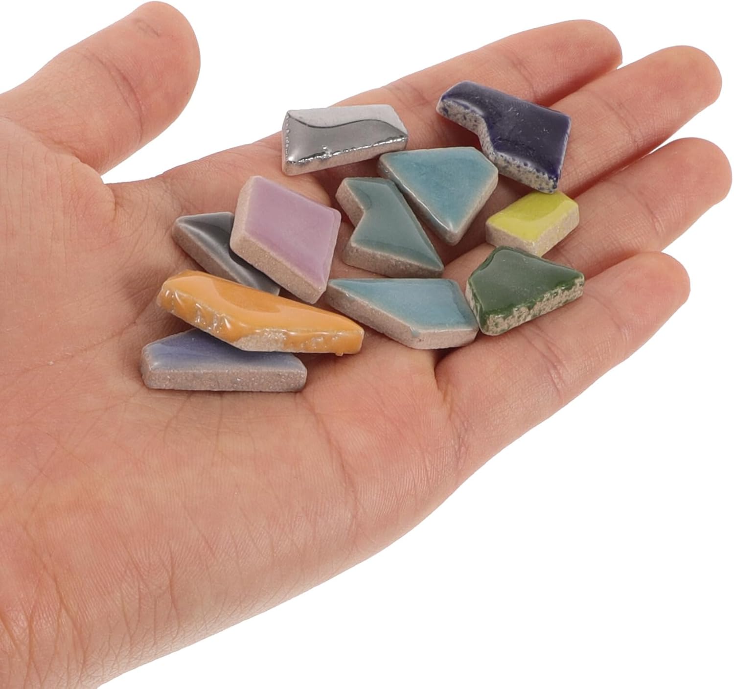 DOITOOL Ceramic Mosaic Tiles Mixed Pieces 500g DIY Craft Making Supply Irregular Handmade Ceramic Broken Tiles for Mosaic Art and Home Decoration Random Color