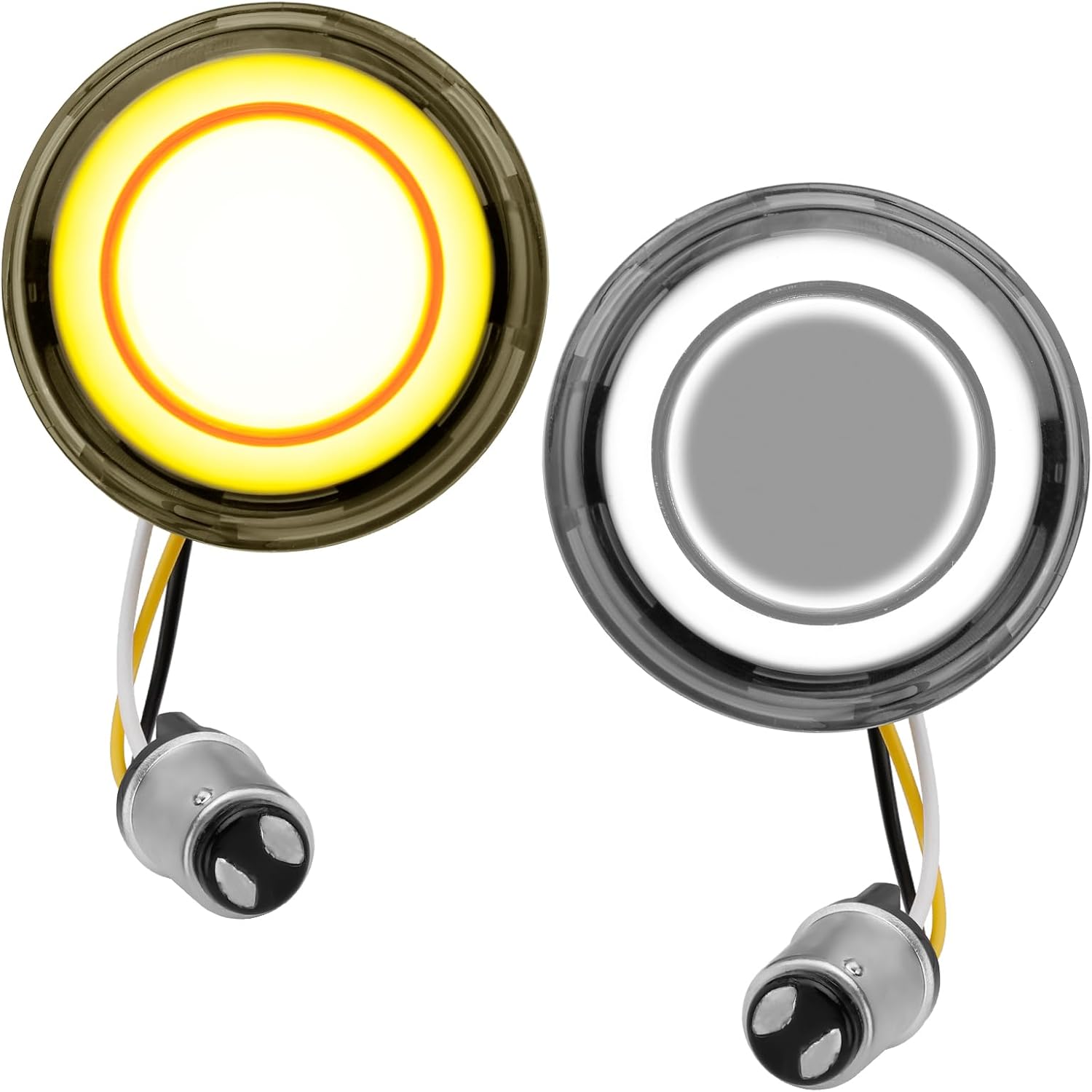 Motorcycle 1157 LED Turn Signal Light Front Rear 2 Inch Bullet Smoked Lens Compatible with Harley Softail Touring Dyna Fat Boy Sportster Road King Electra Glide