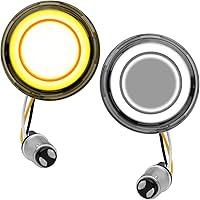 Vista 1 de Luz de señal de giro LED 1157 para motocicleta delantera y trasera, lente ahumada de 2 pulgadas, compatible con Harley Softail Touring Dyna Fat Boy