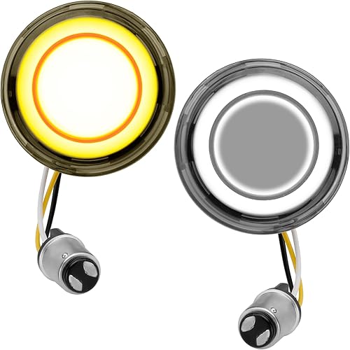 Luz de señal de giro LED 1157 para motocicleta delantera y trasera, lente ahumada de 2 pulgadas, compatible con Harley Softail Touring Dyna Fat Boy