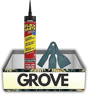 Flex Seal Family of Products Flex Paste Black Rubberized Paste 9 fl. oz. Bundle with Putty Knife – Flexible, Waterproof Sealant for Repairs and Protection – Gift Set (2 Items)
