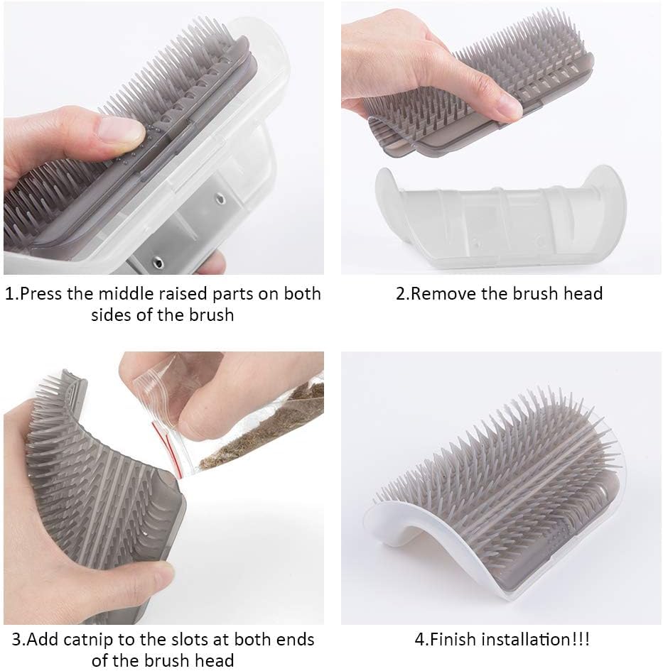 Image of FluffyDream Bone Cat Scratcher Cardboard Lounge Bed, Cat Scratching Post, Durable Board Pads Prevents Furniture Damage and Groomer Brush