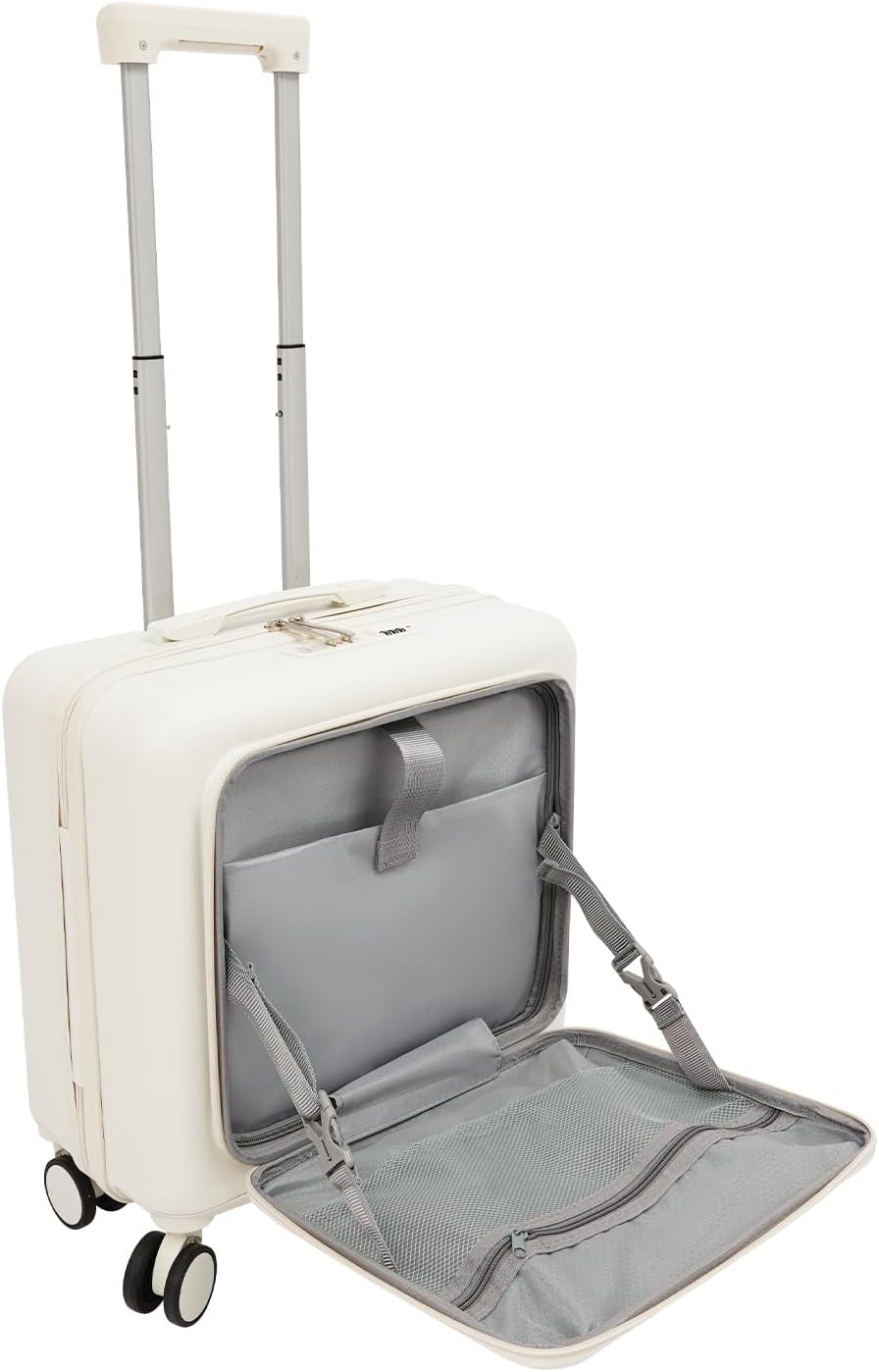 18" Boarding Suitcase, Carry On Luggage With Wheels, Travel Luggage Suitcase With Password Lock And Usb Port, 180° Open Front Cabin, For Womem/Men