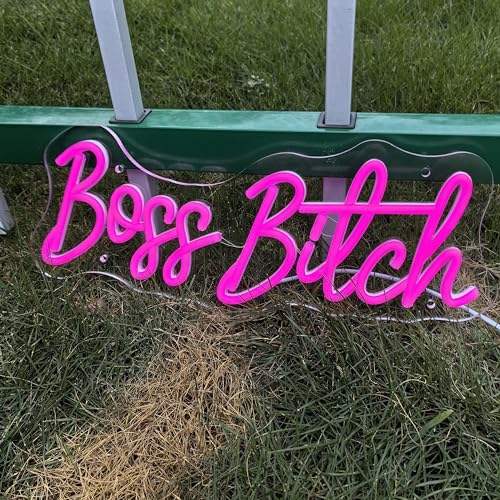 Image of Pink Boss Bitch Neon Sign, Custom Neon Sign, Bathroom Decor For Sexy Girl Room Wall Decoration, USB Girls Lady Woman Bedroom Living Room Home Wall Decor (15.7x7in)