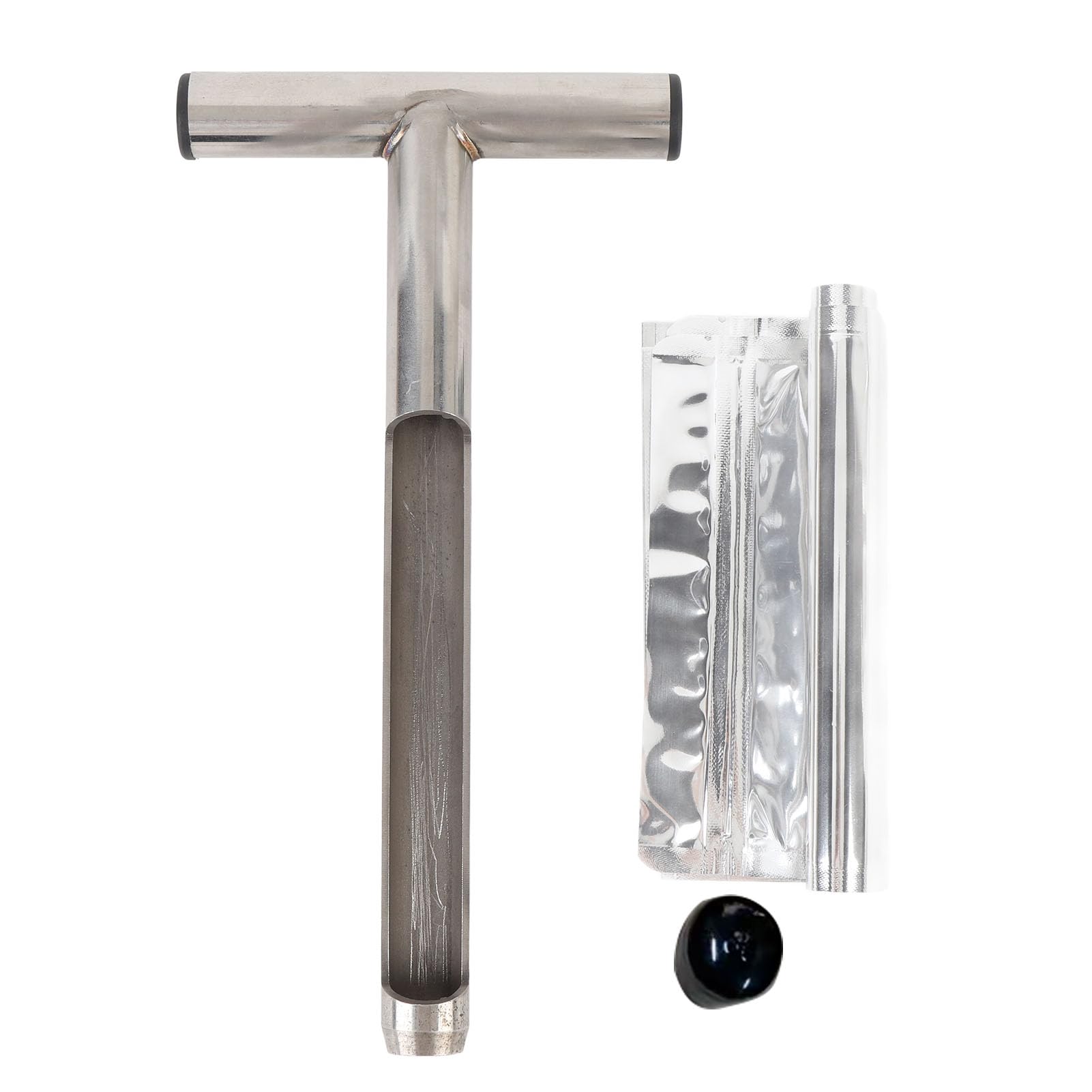 Sonde d'échantillonnage de sol à poignée en T,Kit de test d'échantillonnage de sol en acier inoxydable Sonde de sol avec 2 sacs d'échantillonnage pour l'entretien de la pelouse le jardin et la ferme