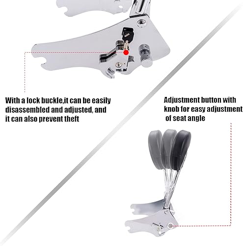Miniatura 4 de Kinglemc Sissy Bar Passenger Backrest for Harley Davidson Touring Road King Street Glide Road Glide Electra Glide (Fit for 1997-2008