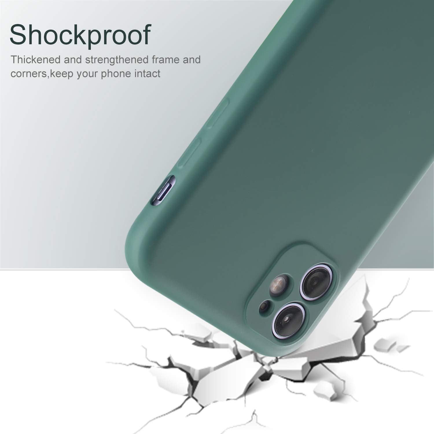 Ermorgen Liquid Silicone Gel Rubber Case Compatible for iPhone 11 6.1, Individual Protection for Each Lens Full Protective Shockproof Ultra Slim (Excellent Touch) -Pine Green