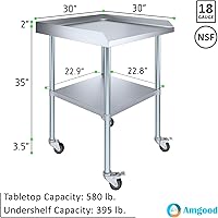 Vista 3 de AmGood Mesa de trabajo comercial con protector contra salpicaduras y salpicaduras laterales con ruedas NSF
