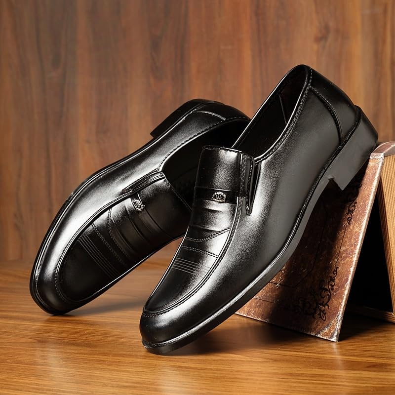 Men's Patent Leather Slip-on Dress Shoes Gentleman Wedding Business Work Office Outdoor Party Casual Shoes Formal Sneakers(Black,9.5)3