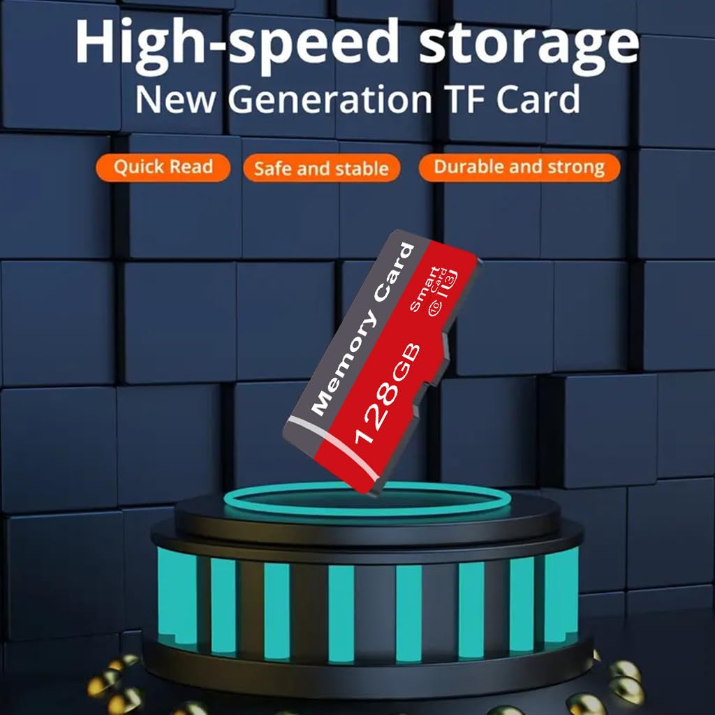 Confezione da 2 schede di memoria da 128 GB con adattatore, scheda TF ad alta velocità, UHS-I C10 A1, per tablet, cellulare, fotocamera, audio per auto, console di gioco (128 GB)