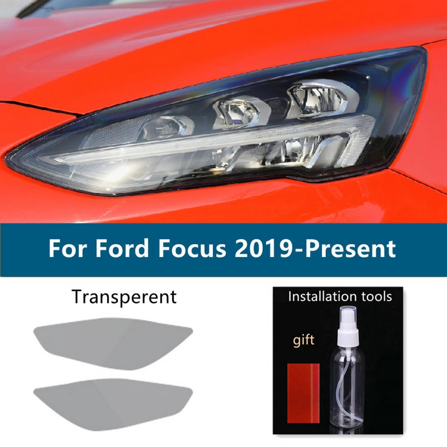 Für Ford Focus 4 MK4 2019 2020 2021 2022 2023 Auto Scheinwerfer Schutz Folie TPU Scheinwerfer Film Anti Scratch Auto-Styling Aufkleber,transparent