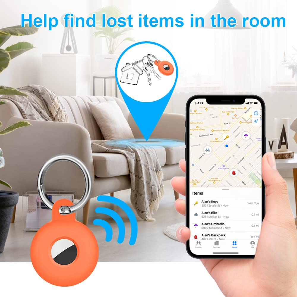 Ainiv Llavero para AirTag, 1 Pieza Llaveros para AirTag Funda Protectora de Silicona, Localizador Keychain Portátil Antipérdida, Protectora Funda Mascotas y Mochilas — view 20