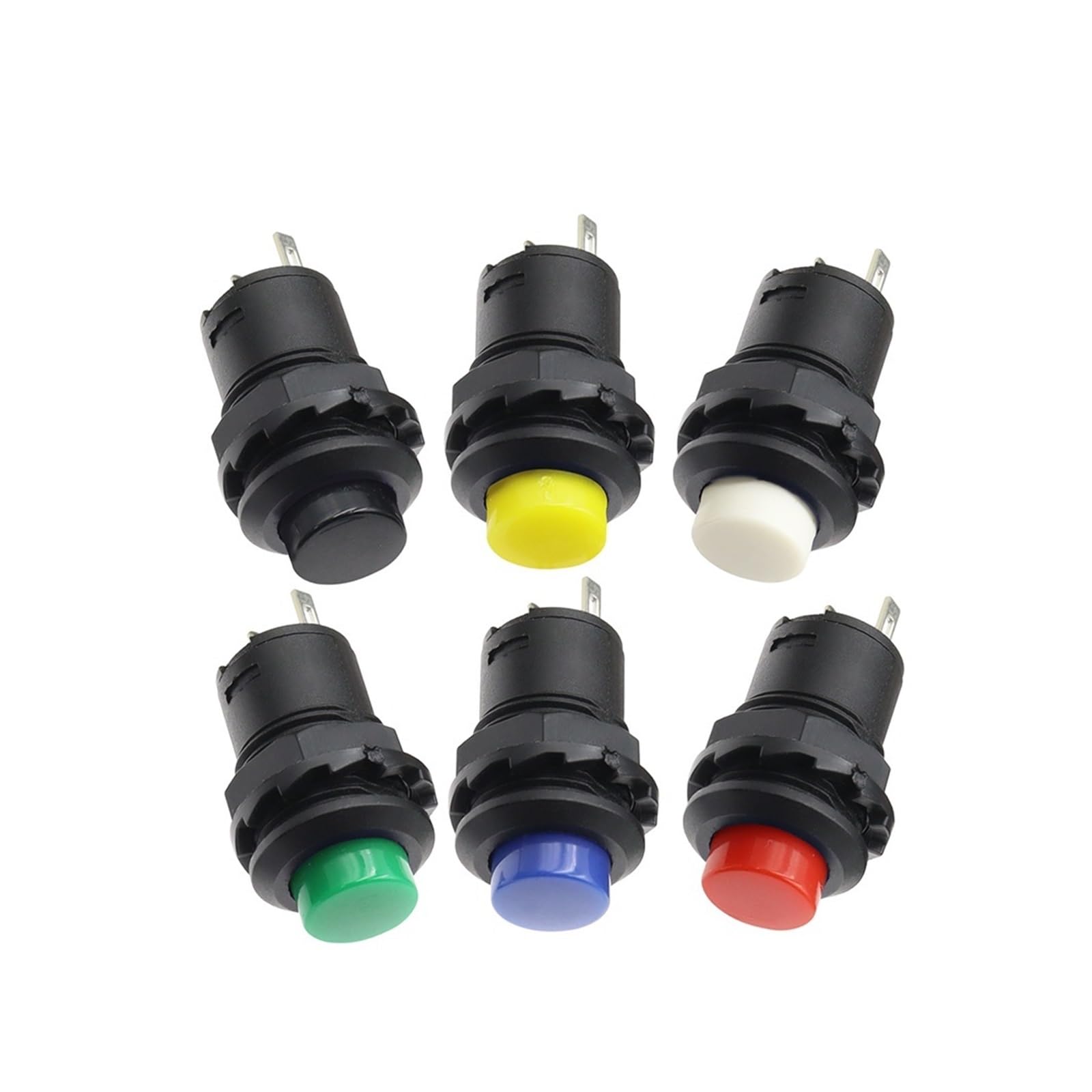 Interruptores de botón momentáneos de 100 piezas DS228 DS428 - Interruptores de encendido/apagado de autobloqueo de 12 mm for proyectos electrónicos(Green,Momentary)