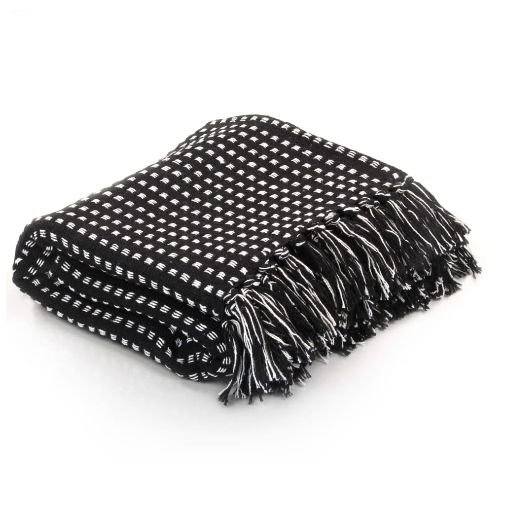 Couverture coton à carreaux noir 160x210 pour des soirées cocooning chaleureuses au salon