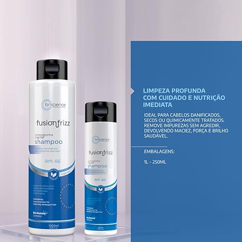 Miniatura 2 de BR Science Champú reconstructivo Fusion Frizz  Recomendado para cabello extremadamente dañado  33.8 onzas líquidas