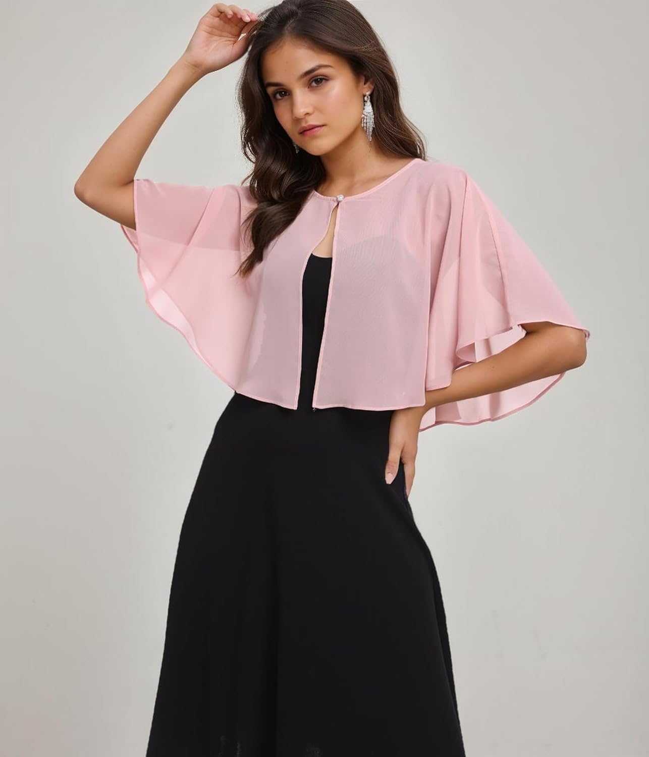 Capelets for Women Soft Chiffon Shawls Wraps Shurg for Evening Wedding Capes Bolero Cover Up - Image 4